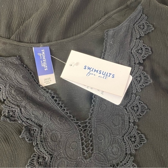 Swimsuits For All Black Embroidered Crinkle Swim Cover Up Size 26/28 - Picture 7 of 10